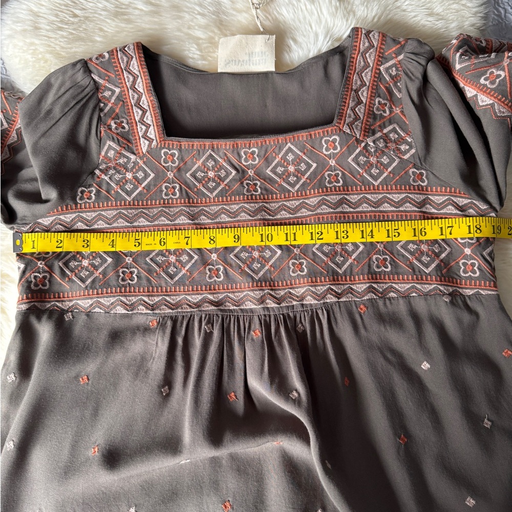 Savanna Jane Olive Embroidered Babydoll Blouse Size S - Picture 5 of 9